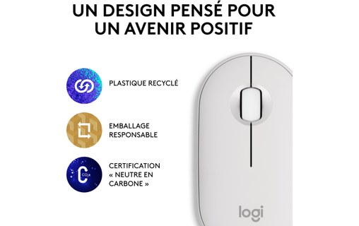 Souris sans fil Logitech Pebble 2 M350s - Blanche