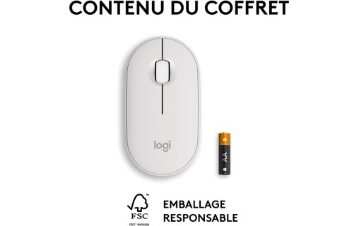 Souris sans fil Logitech Pebble 2 M350s - Blanche