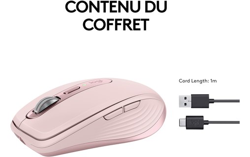 Souris sans fil Logitech MX Anywhere 3S - Rose