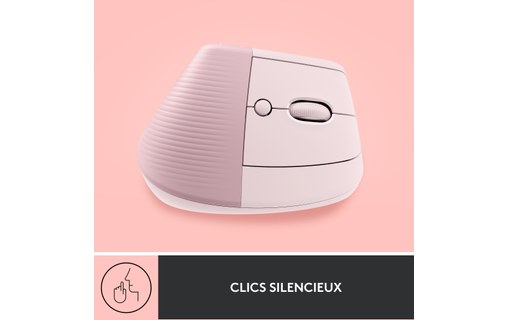 Souris sans fil Logitech Lift - Rose - Ergonomique, Verticale