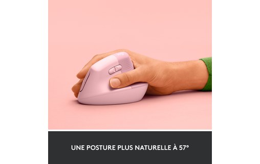 Souris sans fil Logitech Lift - Rose - Ergonomique, Verticale