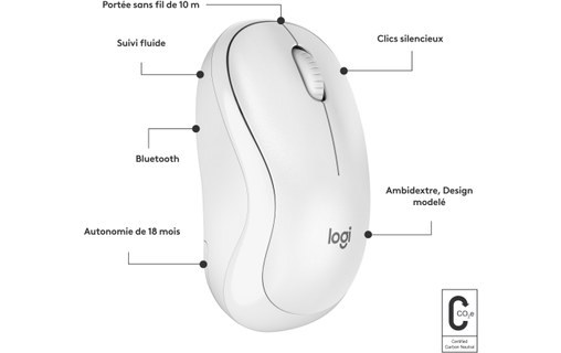 Souris sans fil Logitech M240 Silent - Blanche