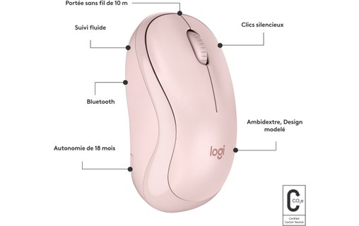 Souris sans fil Logitech M240 Silent - Rose