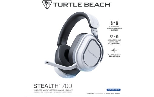 Casque gaming sans fil Turtle Beach Stealth 700 pour PS5 Blanc, Gris - Bluetooth