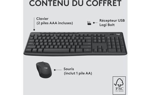 Clavier + Souris sans fil Logitech MK370 Combo for Business