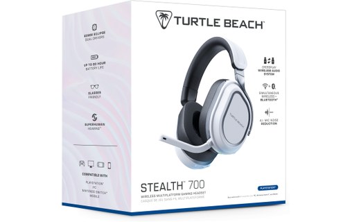Casque gaming sans fil Turtle Beach Stealth 700 pour PS5 Blanc, Gris - Bluetooth