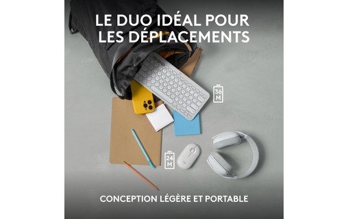 Clavier + Souris sans fil Logitech Pebble 2 Combo - Blanc