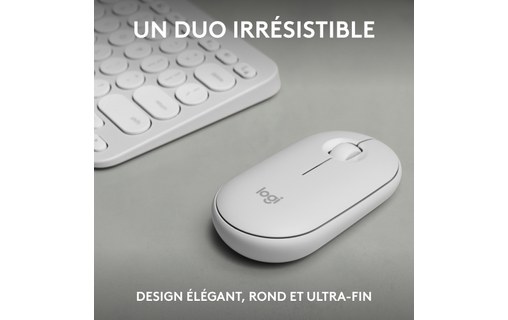 Clavier + Souris sans fil Logitech Pebble 2 Combo - Blanc