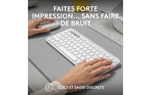 Clavier + Souris sans fil Logitech Pebble 2 Combo - Blanc