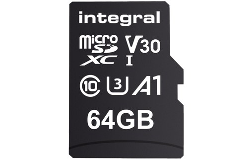 Carte microSDXC Integral UltimaPro 64 Go avec adaptateur SD, UHS-I, V30
