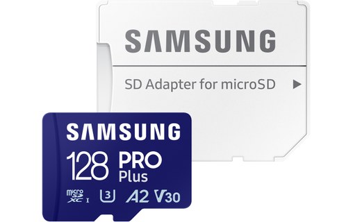 Carte microSDXC Samsung PRO Plus (2024) 128 Go avec adaptateur SD, UHS-I, V30