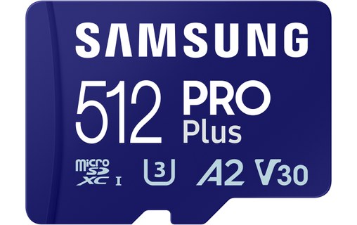 Carte microSDXC Samsung PRO Plus (2024) 512 Go avec adaptateur SD, UHS-I, V30