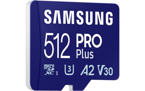 Carte microSDXC Samsung PRO Plus (2024) 512 Go avec adaptateur SD, UHS-I, V30