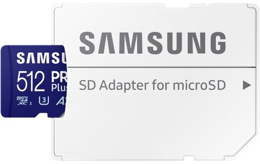 Carte microSDXC Samsung PRO Plus (2024) 512 Go avec adaptateur SD, UHS-I, V30