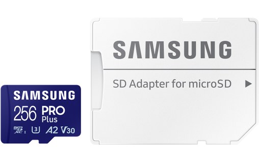 Carte microSD Samsung PRO Plus (2024) 256 Go avec adaptateur SD, UHS-I, V30