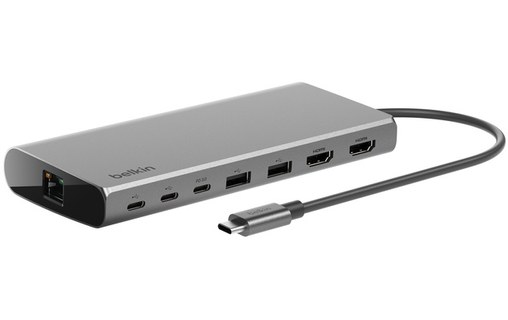 Station d'accueil USB-C 8 ports - Belkin Connect - 2x HDMI 4K + Ethernet Gigabit