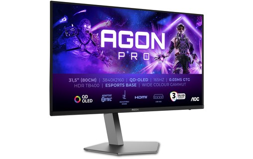 Écran Gaming 31,5" AOC AGON PRO AG326UD - 4K QD OLED 165 Hz HDMI/DisplayPort