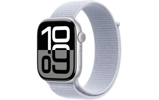 Apple Watch series 10 GPS+Cellular 46 Alu. Argent Boucle Sport Nuée bleue