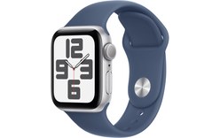 Apple Watch SE GPS 40 mm Aluminium Argent Bracelet Sport Denim - M/L