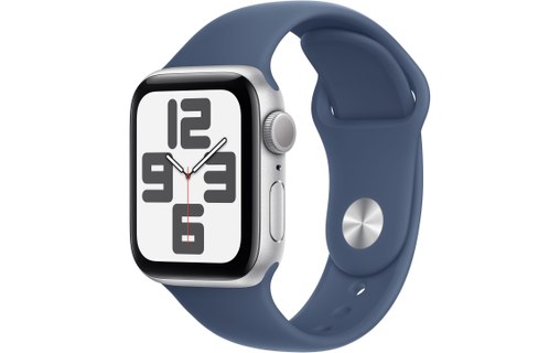 Apple Watch SE GPS 40 mm Aluminium Argent Bracelet Sport Denim - M/L