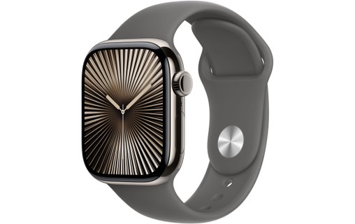 Apple Watch series 10 GPS + Cellular 42 Titane Naturel B. Sport Gris minéral M/L