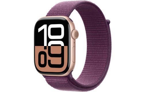 Apple Watch series 10 GPS 46 mm Aluminium Or rose Boucle Sport Prune