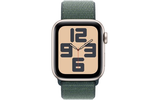 Apple Watch SE GPS+Cellular 40 Alu. Lumière stellaire Boucle Sport Vert lacustre