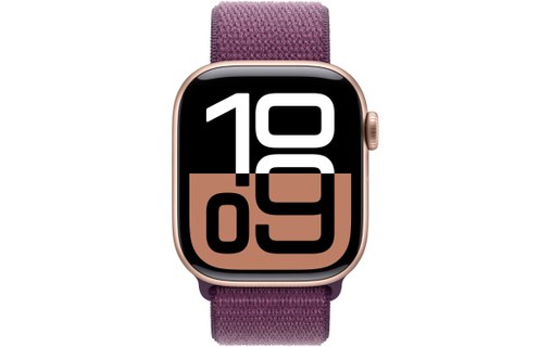 Apple Watch series 10 GPS 42 mm Aluminium Or rose Boucle Sport Prune