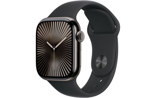 Apple Watch series 10 GPS + Cellular 42mm Titane Ardoise Bracelet Sport Noir M/L