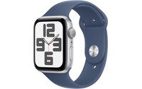 Apple Watch SE GPS 44 mm Aluminium Argent Bracelet Sport Denim - S/M