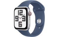 Apple Watch SE GPS + Cellular 44 mm Aluminium Argent Bracelet Sport Denim - S/M