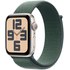 Apple Watch SE GPS 44 mm Aluminium Lumière stellaire Boucle Sport Vert lacustre