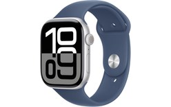 Apple Watch series 10 GPS 46 mm Aluminium Argent Bracelet Sport Denim - S/M