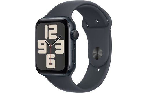 Apple Watch SE GPS 44 mm Aluminium Minuit Bracelet Sport Minuit - S/M