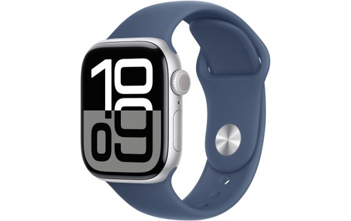 Apple Watch series 10 GPS+Cellular 42 Aluminium Argent Bracelet Sport Denim M/L