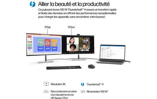 Écran 27" HP Series 7 Pro 727pm - 4K TB 4/HDMI/DisplayPort/USB-C