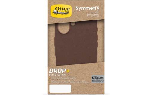 OtterBox Symmetry Series Cactus Leather pour MagSafe pour iPhone 16, Noir Ash