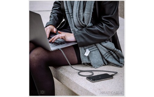 Câble de charge USB-C vers USB-C 60 W - Function101 Neat Cable 1,5 m - Noir