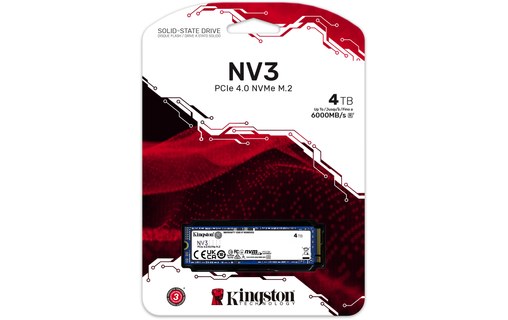 Kingston NV3 4 To - SSD M.2 2280 NVMe PCIe 4.0 3D NAND