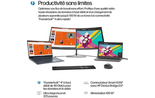 Écran 37,5" HP Series 7 Pro 738pu - TB 4/HDMI/DisplayPort/USB-C