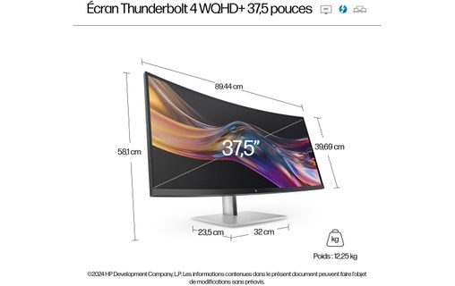 Écran 37,5" HP Series 7 Pro 738pu - TB 4/HDMI/DisplayPort/USB-C