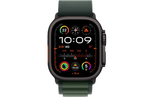 Apple Watch Ultra 2 Titane Noir Boucle Alpine Vert foncé - M