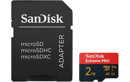 Carte microSDXC SanDisk Extreme Pro 2 To avec adaptateur SD, UHS-I, V30