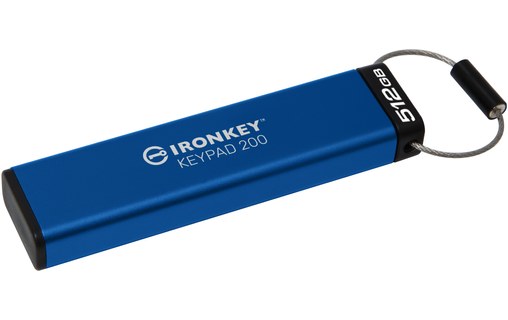 Clé USB Kingston IronKey Keypad 200 512 Go - Bleu - USB 3.2