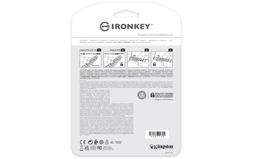 Clé USB Kingston IronKey Keypad 200 512 Go - Bleu - USB 3.2