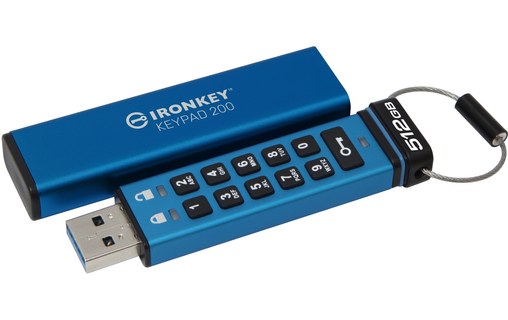 Clé USB Kingston IronKey Keypad 200 512 Go - Bleu - USB 3.2