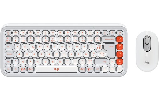 Clavier + Souris sans fil Logitech POP Icon Combo - Blanc, Orange