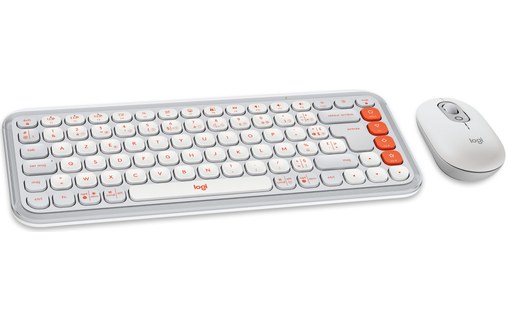 Clavier + Souris sans fil Logitech POP Icon Combo - Blanc, Orange