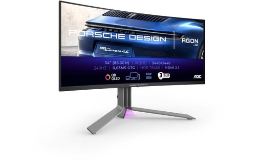 Écran Gaming Incurvé 34" AOC Porsche PD34 - QD OLED 240 Hz USB-C