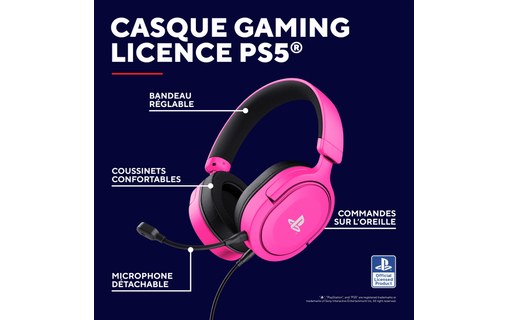 Casque gaming Trust GXT 498P Forta pour PS5, Rose